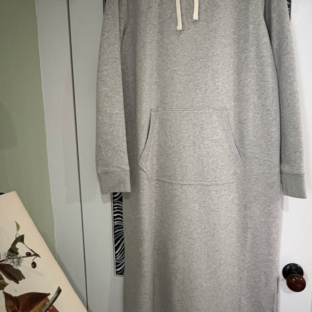 Lands End Serous Sweats Gray Hoodie Robe